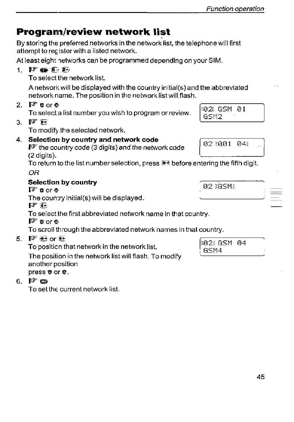 Progrann/review network list | Panasonic G350 User Manual | Page 49 / 68
