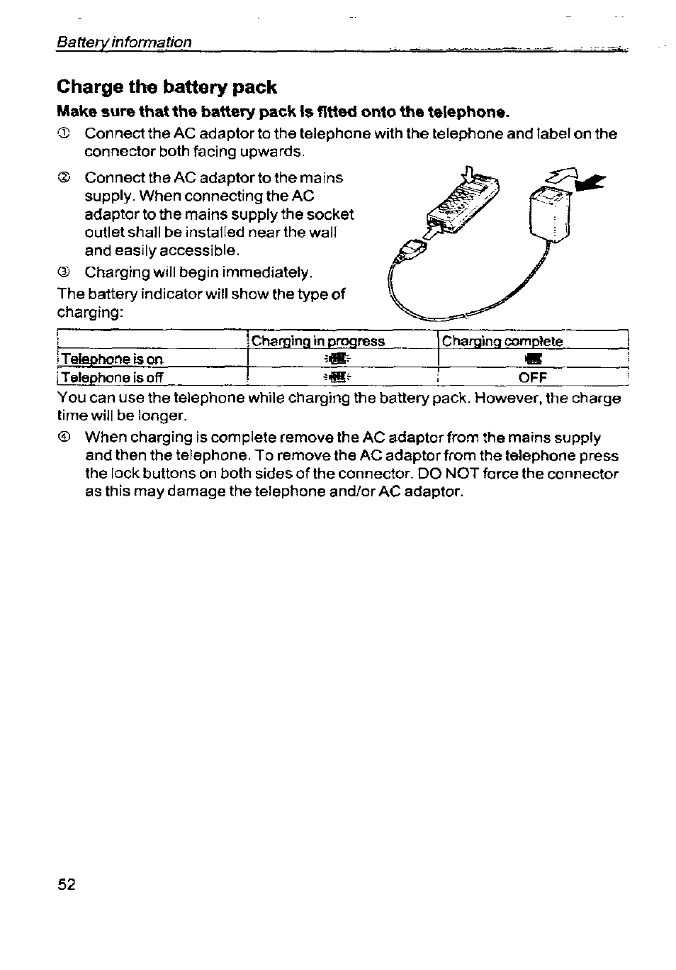 Charge the battery pack | Panasonic G350 User Manual | Page 56 / 68