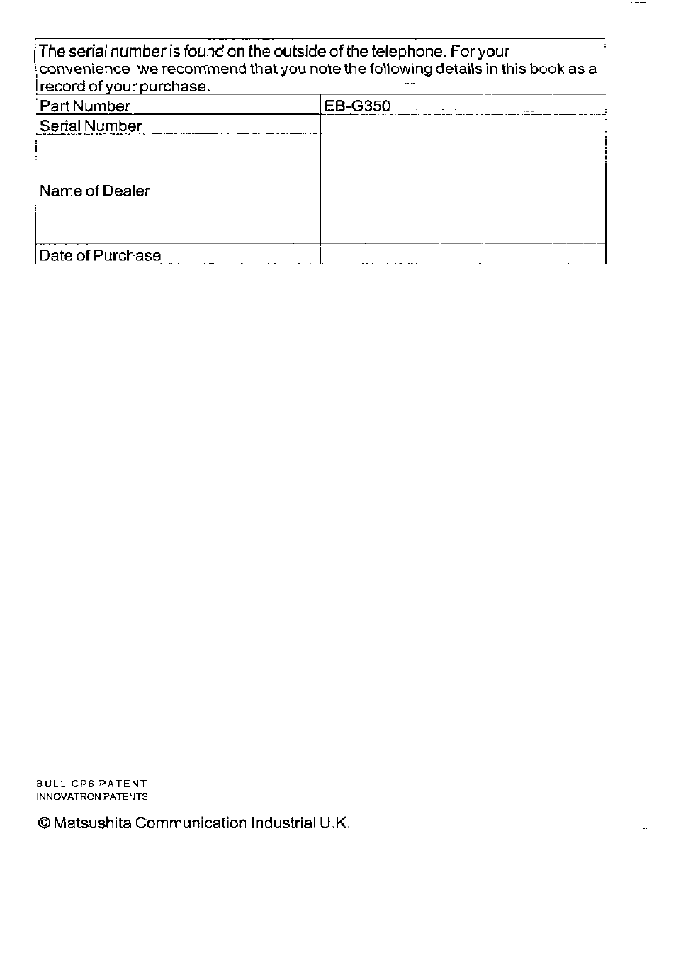Panasonic G350 User Manual | Page 67 / 68