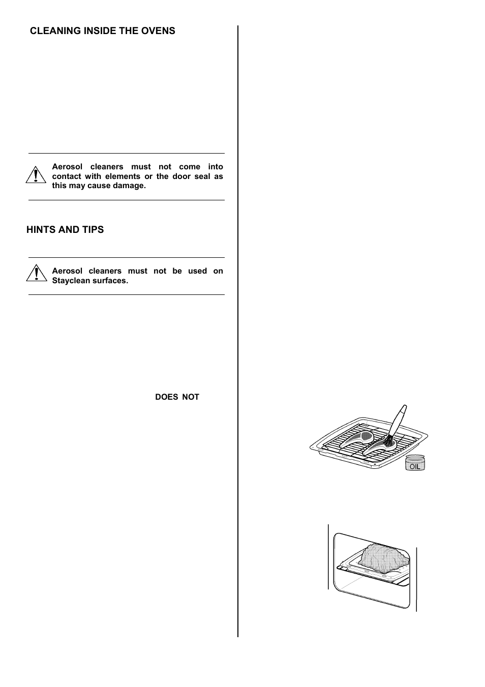 36 cleaning inside the ovens, Hints and tips | Electrolux D8800-4 User Manual | Page 36 / 52