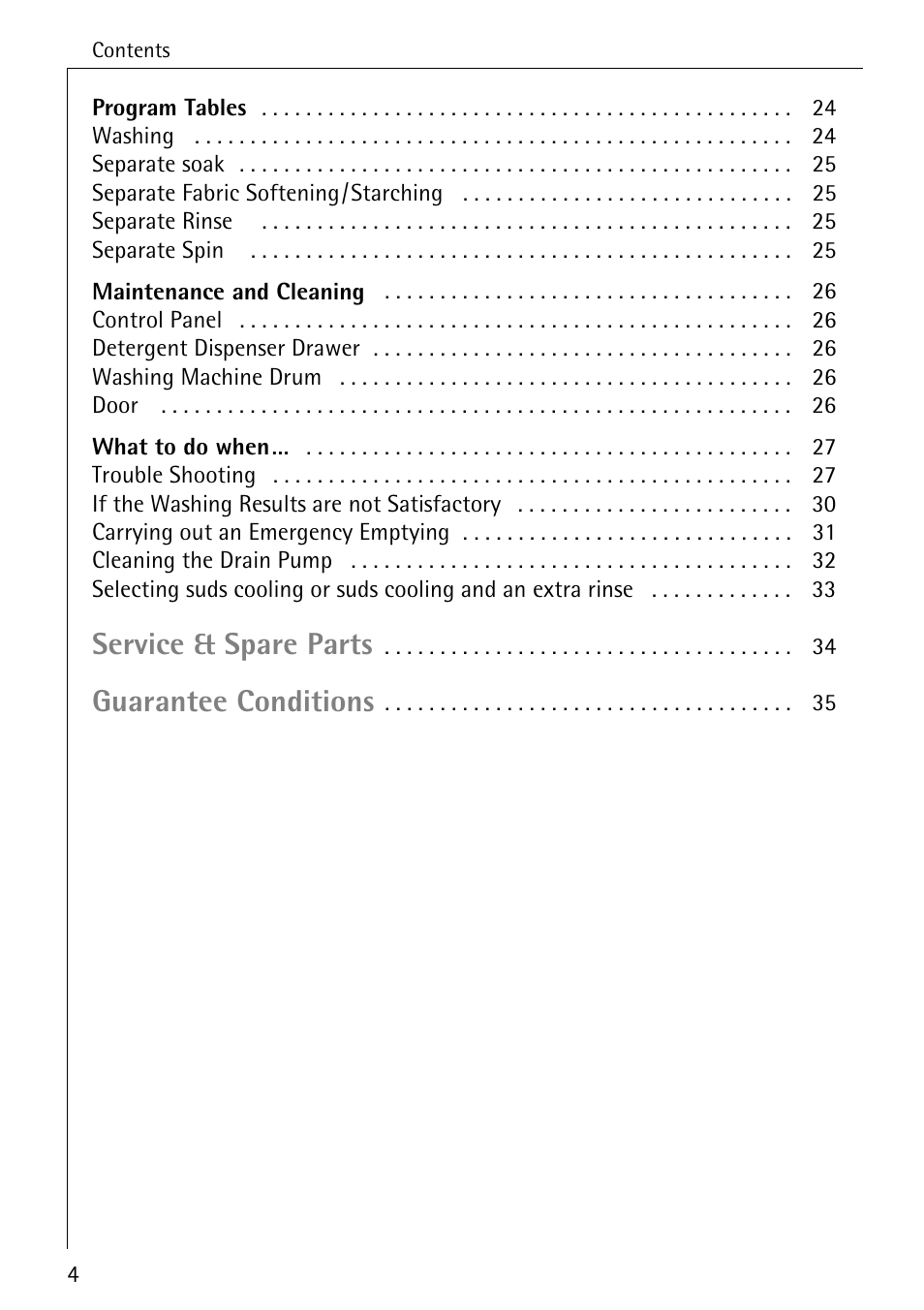 Service & spare parts, Guarantee conditions | Electrolux 61300 User Manual | Page 4 / 48