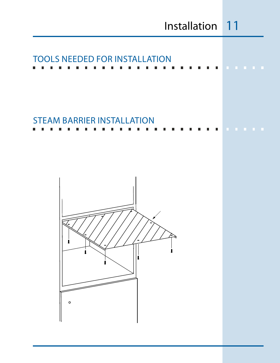 Installation, Tools needed for installation, Steam barrier installation | Electrolux E24CM76GSS User Manual | Page 11 / 20