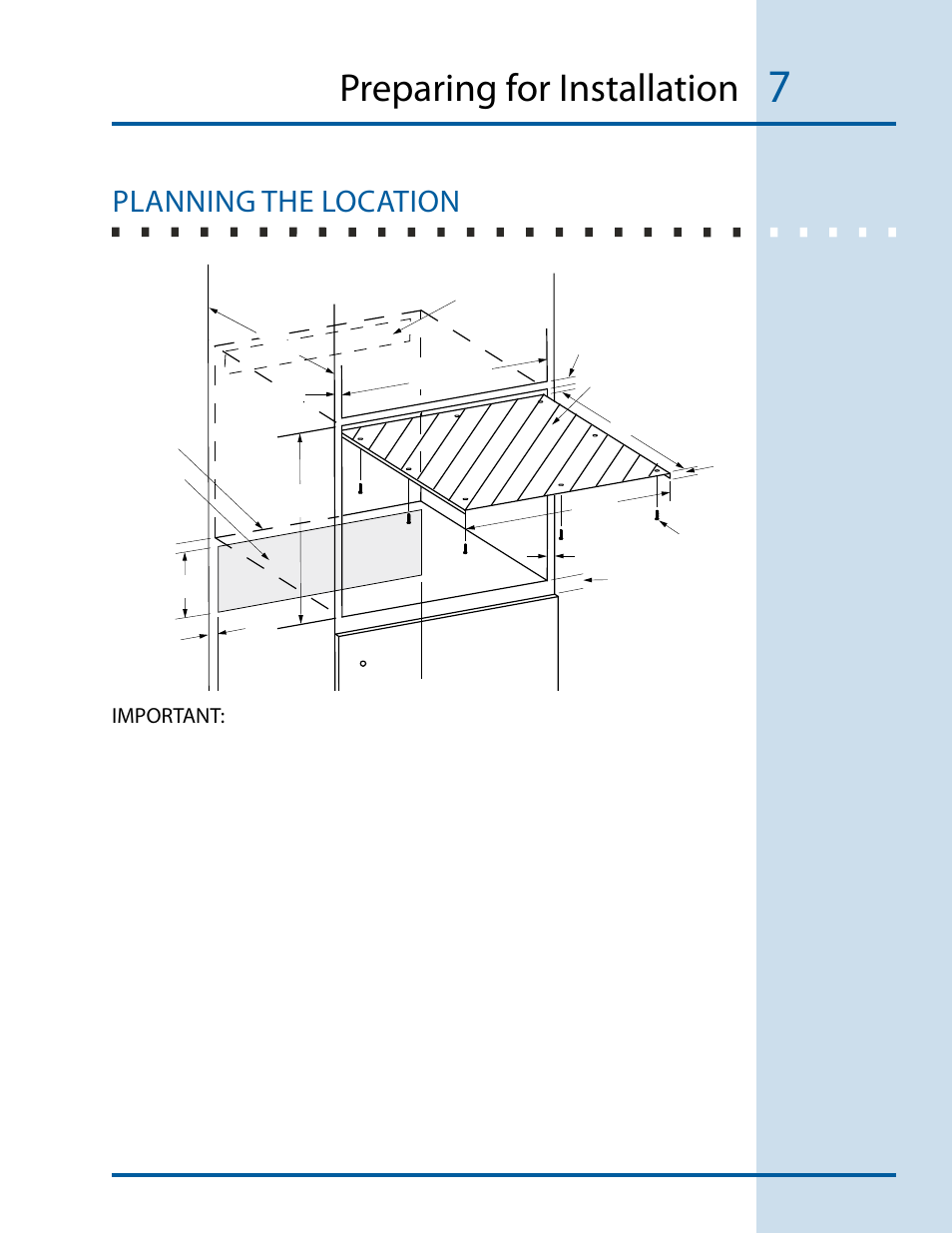 Preparing for installation, Planning the location, Important | Electrolux E24CM76GSS User Manual | Page 7 / 20