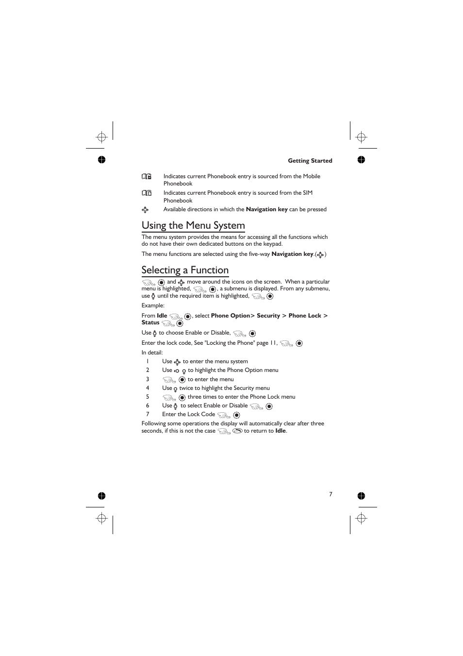 Using the menu system, Selecting a function | Panasonic EB-GD67 User Manual | Page 21 / 100