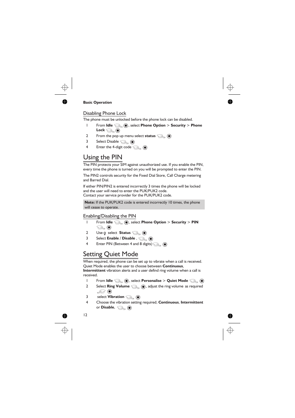 Using the pin, Setting quiet mode | Panasonic EB-GD67 User Manual | Page 26 / 100