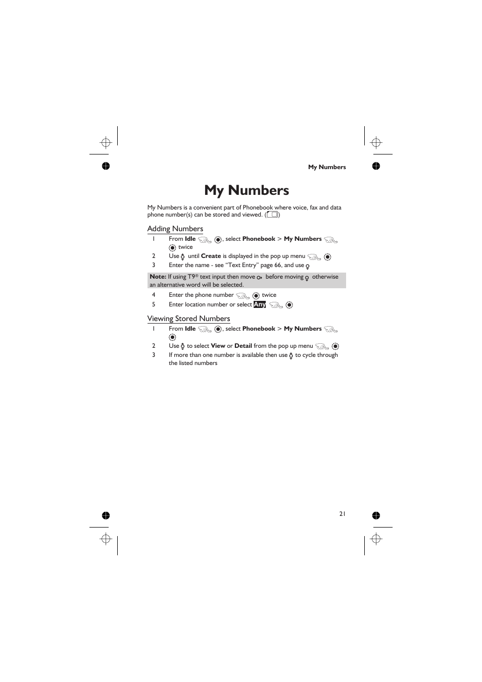 My numbers | Panasonic EB-GD67 User Manual | Page 35 / 100