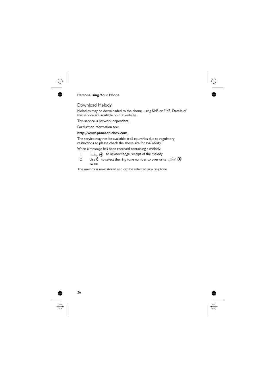 Download melody | Panasonic EB-GD67 User Manual | Page 40 / 100