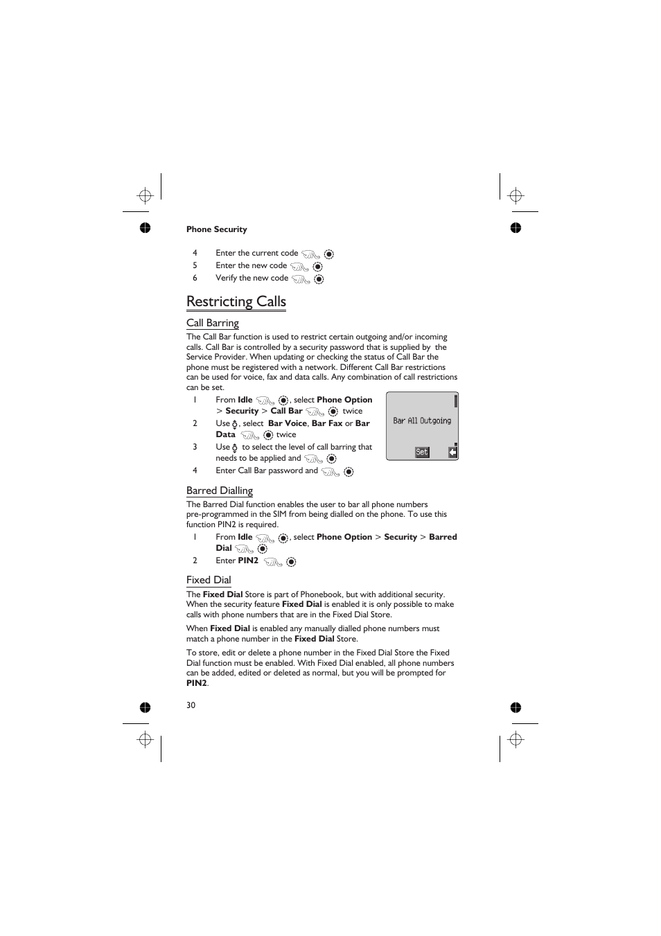 Restricting calls, Call barring, Barred dialling | Fixed dial | Panasonic EB-GD67 User Manual | Page 44 / 100