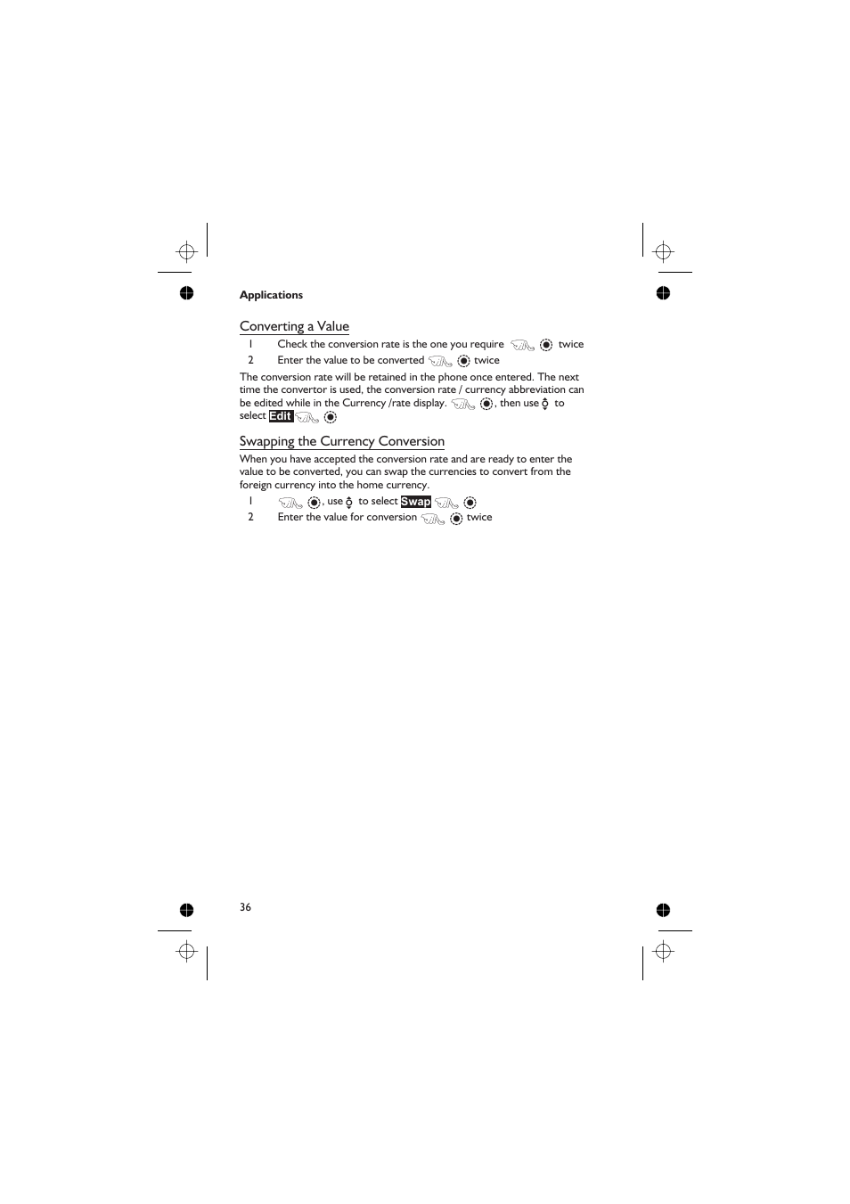 Converting a value, Swapping the currency conversion | Panasonic EB-GD67 User Manual | Page 50 / 100