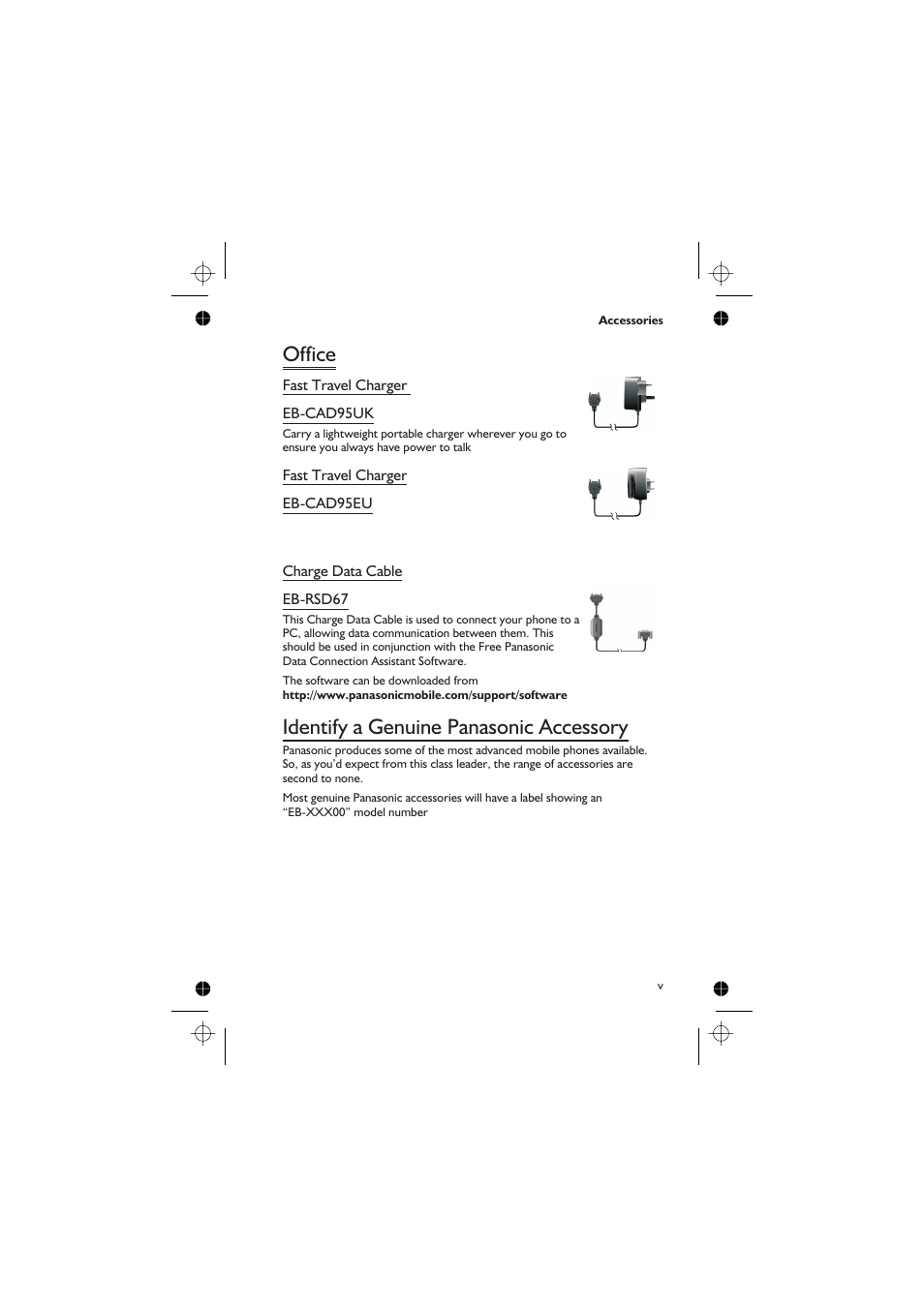 Office, Identify a genuine panasonic accessory | Panasonic EB-GD67 User Manual | Page 7 / 100