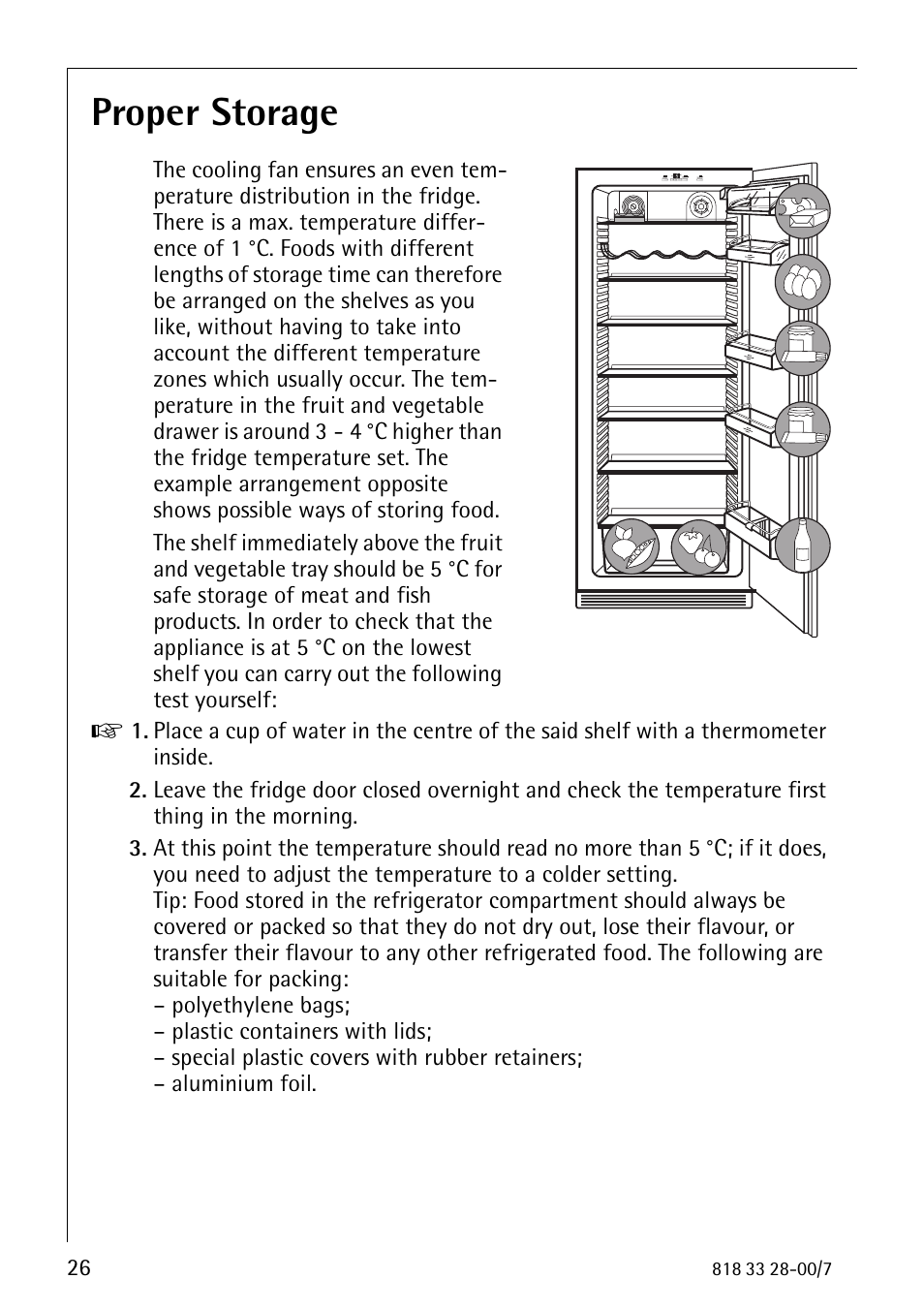 Proper storage | Electrolux 72348 KA User Manual | Page 26 / 36