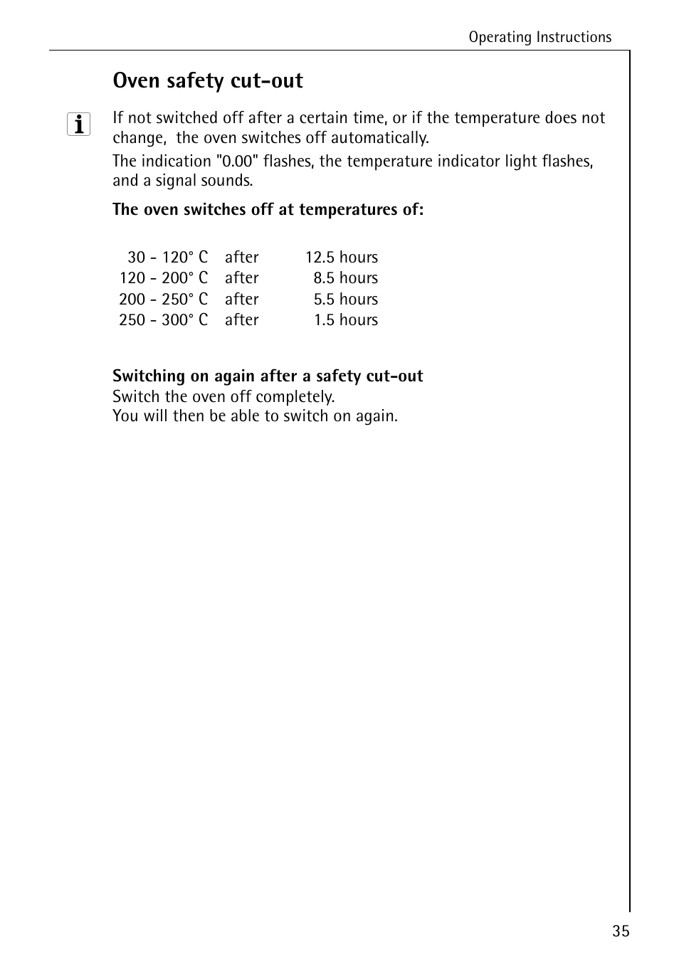 Oven safety cut-out | Electrolux B8340-1 User Manual | Page 35 / 80