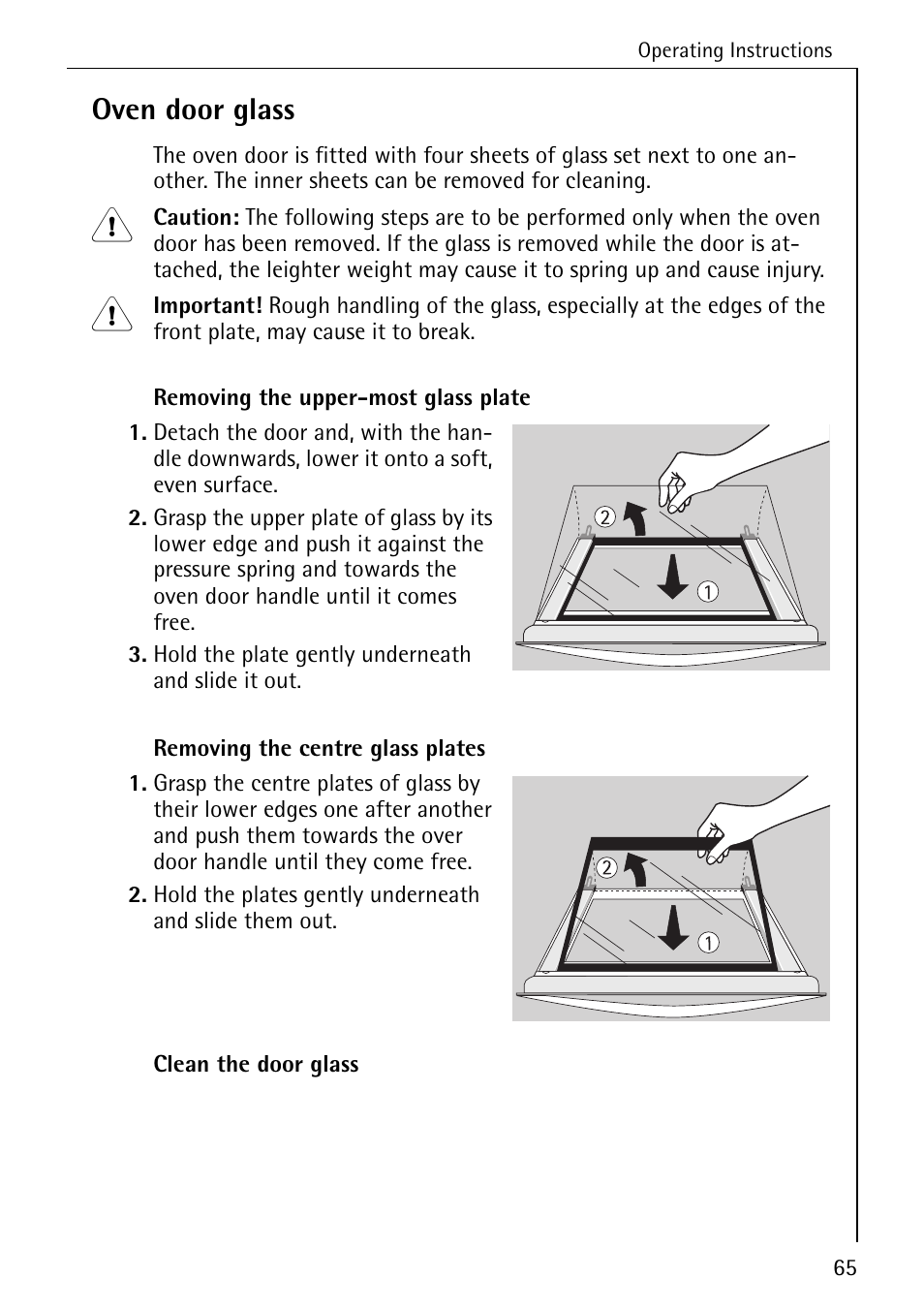 Oven door glass | Electrolux B8340-1 User Manual | Page 65 / 80
