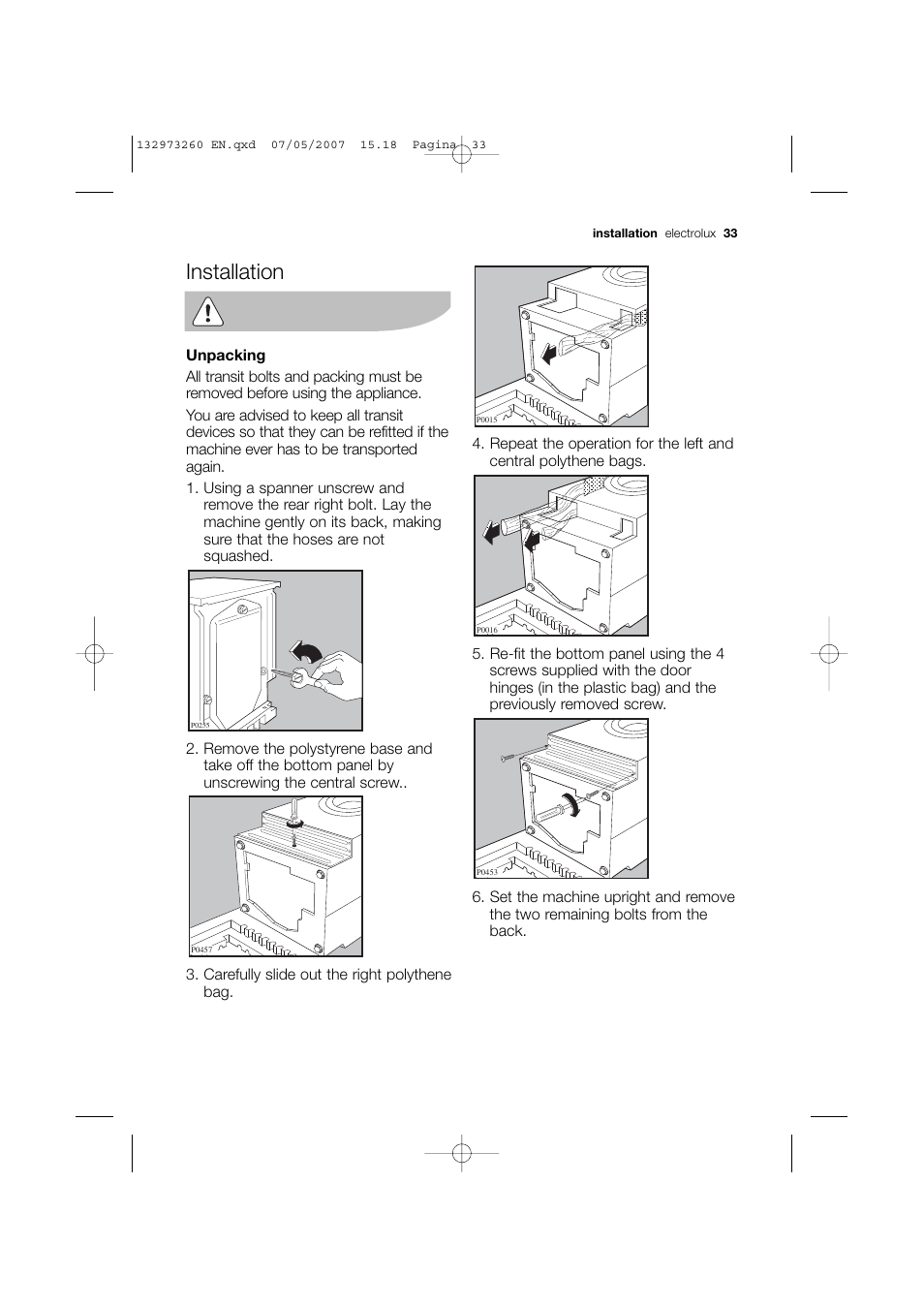 Installation | Electrolux EWG 14440 W User Manual | Page 33 / 48
