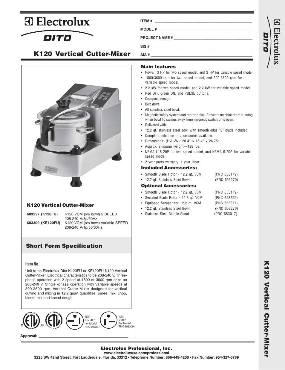 Electrolux Dito K120FU User Manual | 2 pages