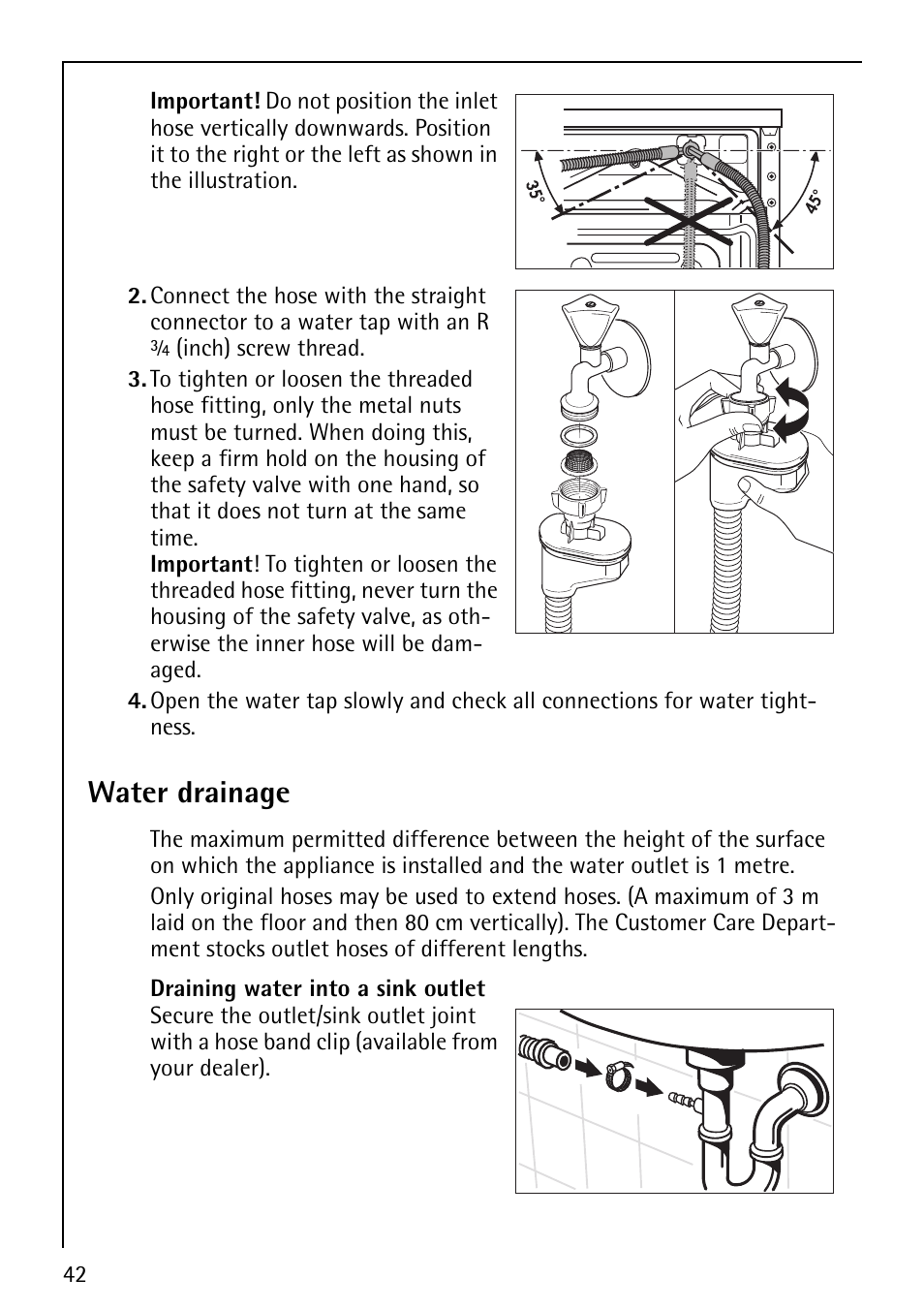 Water drainage | Electrolux LAVALOGIC 1620 User Manual | Page 42 / 48