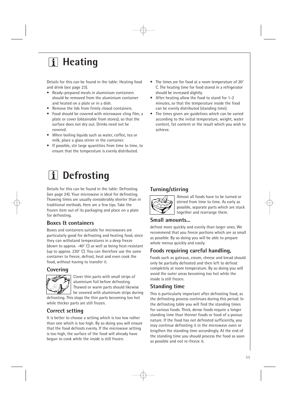 Defrosting, Heating | Electrolux MCD1761E User Manual | Page 13 / 48