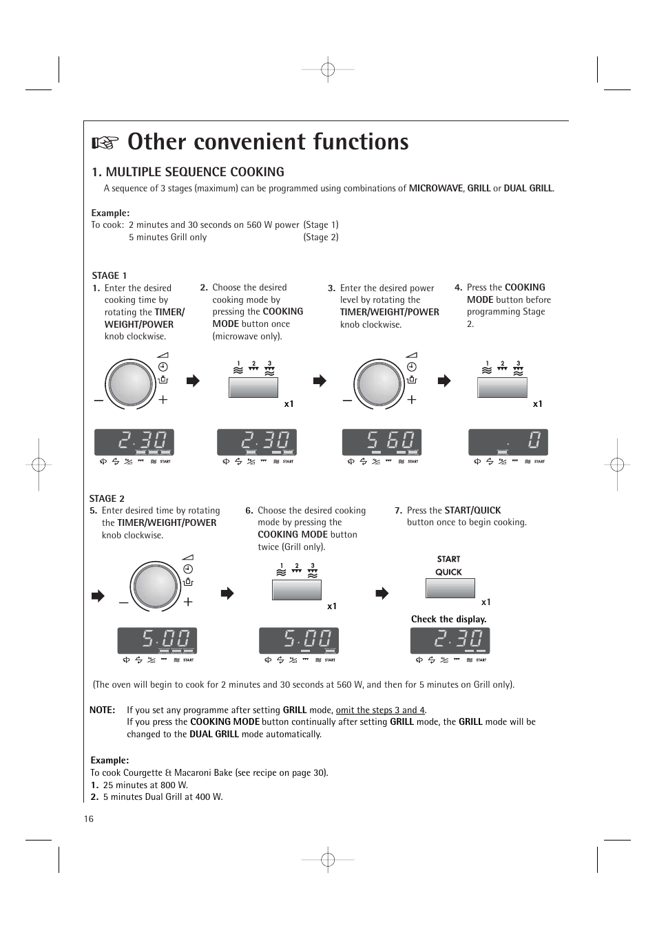 Other convenient functions, Multiple sequence cooking | Electrolux MCD1761E User Manual | Page 18 / 48