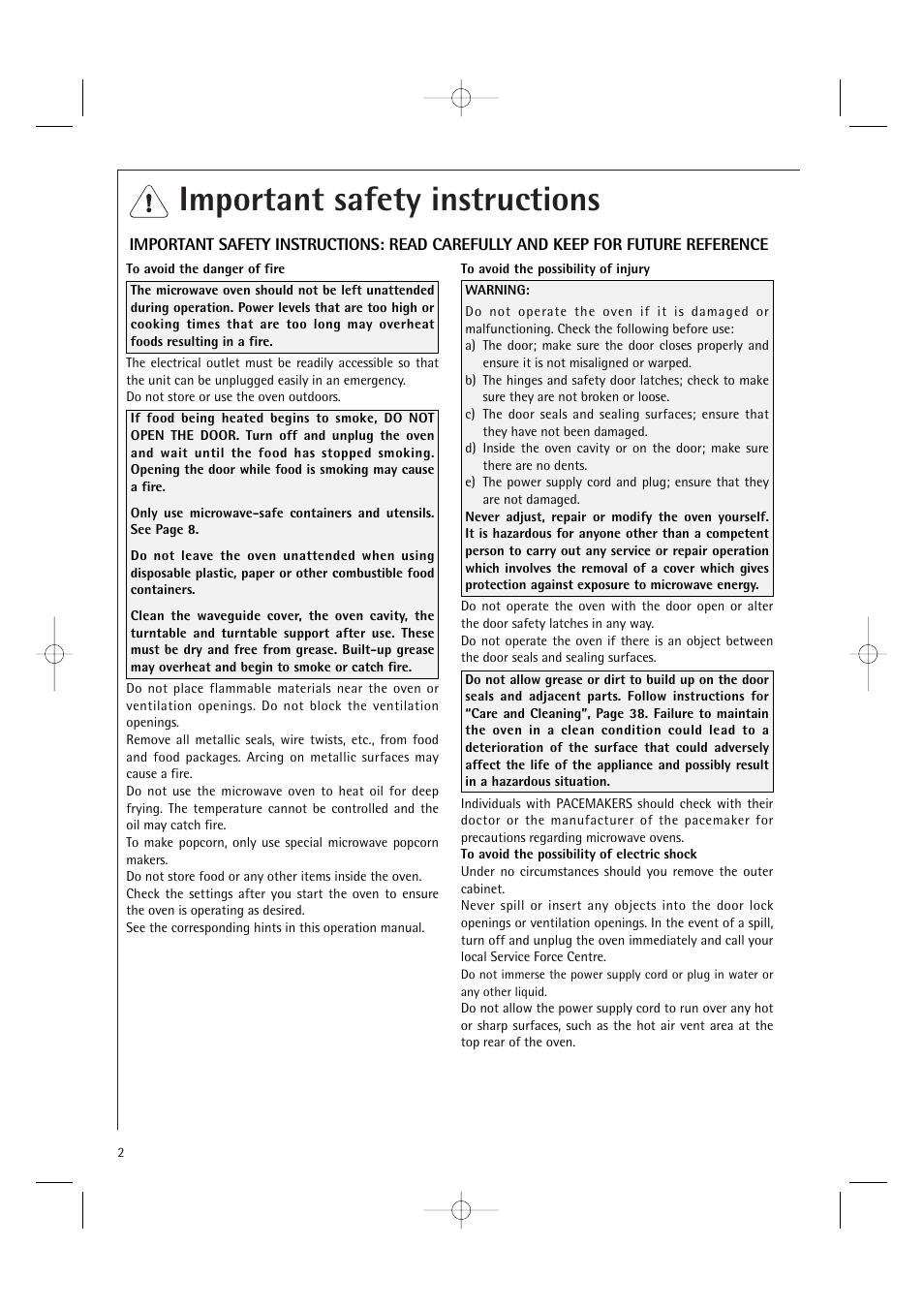 Important safety instructions | Electrolux MCD1761E User Manual | Page 4 / 48