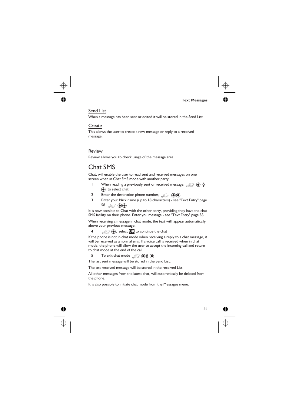 Chat sms 35, Chat sms | Panasonic GD76 User Manual | Page 45 / 84