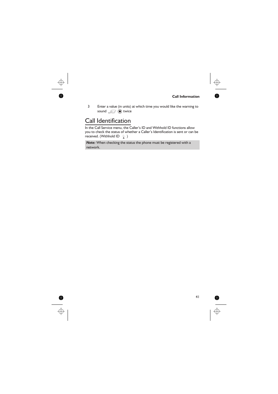 Call identification 41, Call identification | Panasonic GD76 User Manual | Page 51 / 84