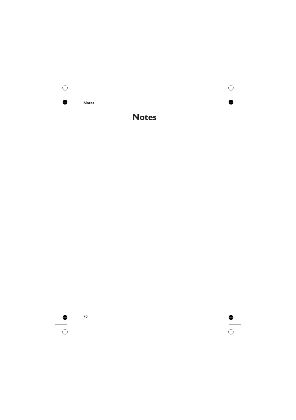 Notes 70, Notes | Panasonic GD76 User Manual | Page 80 / 84
