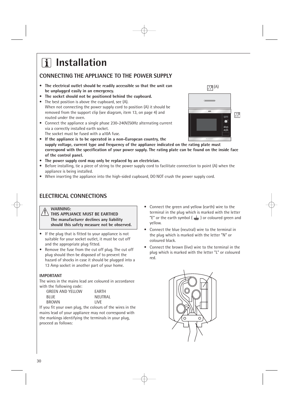 Installation | Electrolux MC1761E User Manual | Page 32 / 36