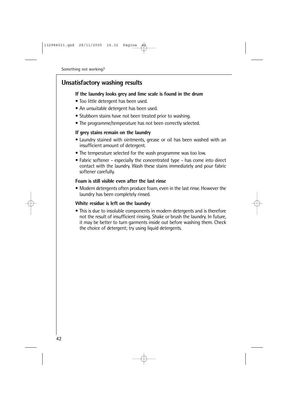 Unsatisfactory washing results | Electrolux 12710 VIT User Manual | Page 42 / 60