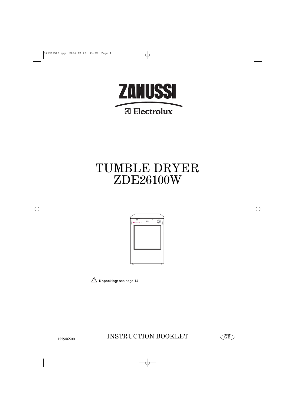 Electrolux ZDE26100W User Manual | 17 pages