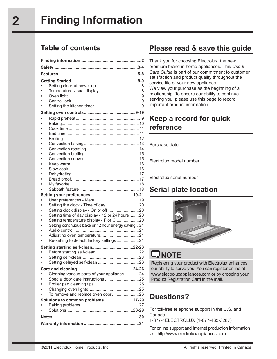 Electrolux 318205134 User Manual | Page 2 / 32