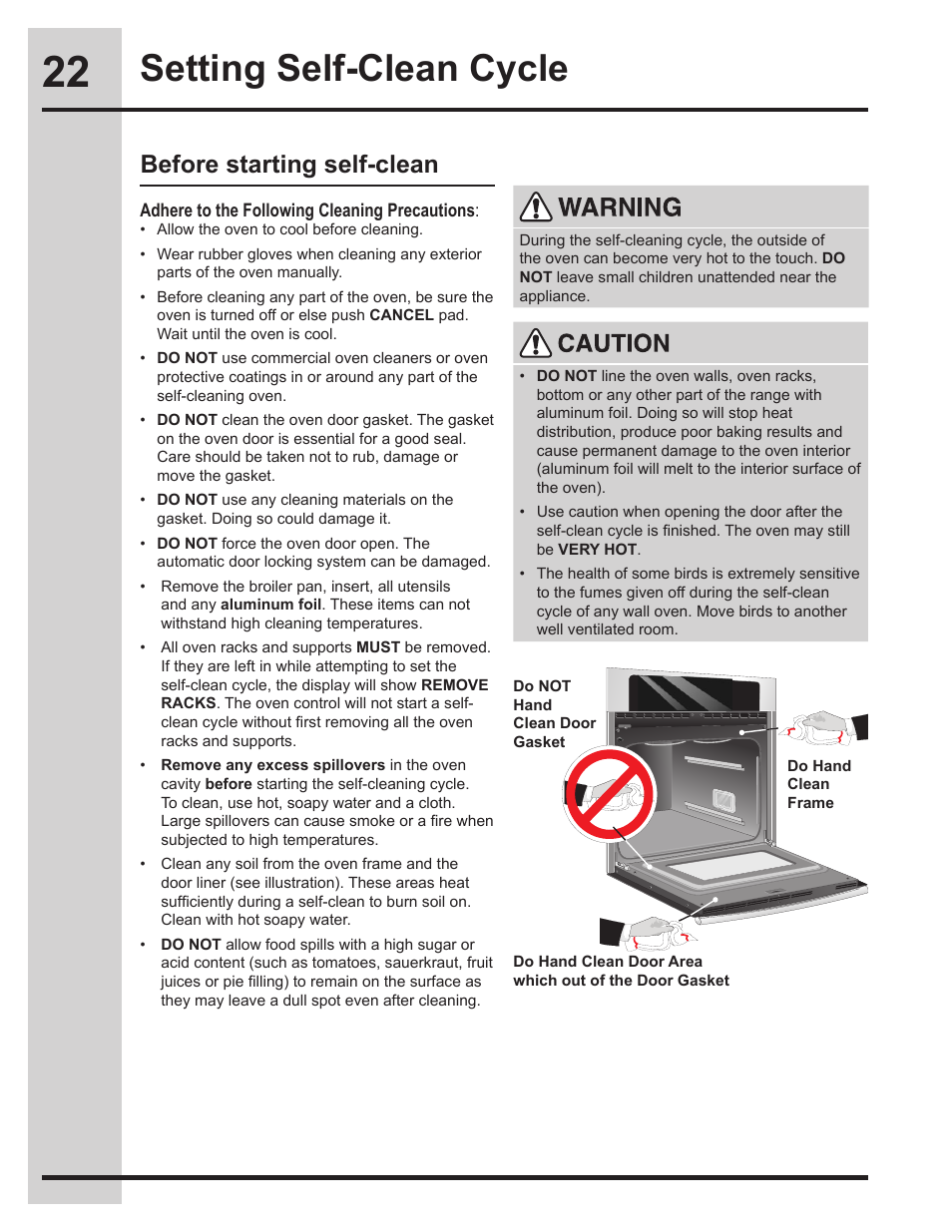 Setting self-clean cycle, Before starting self-clean | Electrolux 318205134 User Manual | Page 22 / 32