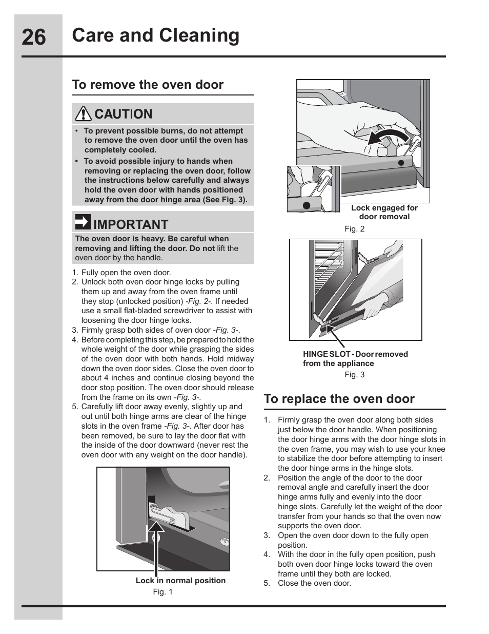 Care and cleaning, Important | Electrolux 318205134 User Manual | Page 26 / 32