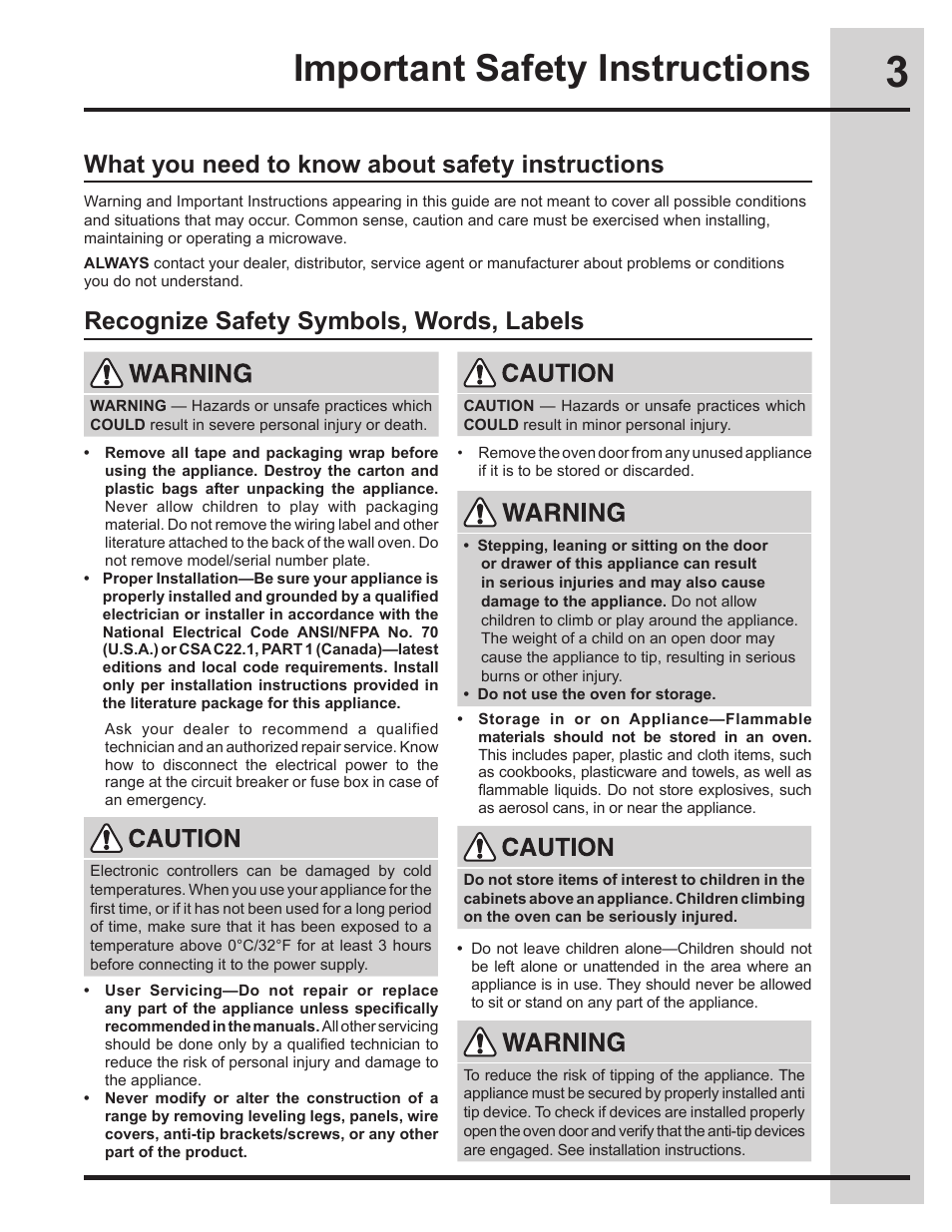 Important safety instructions, What you need to know about safety instructions, Recognize safety symbols, words, labels | Electrolux 318205134 User Manual | Page 3 / 32