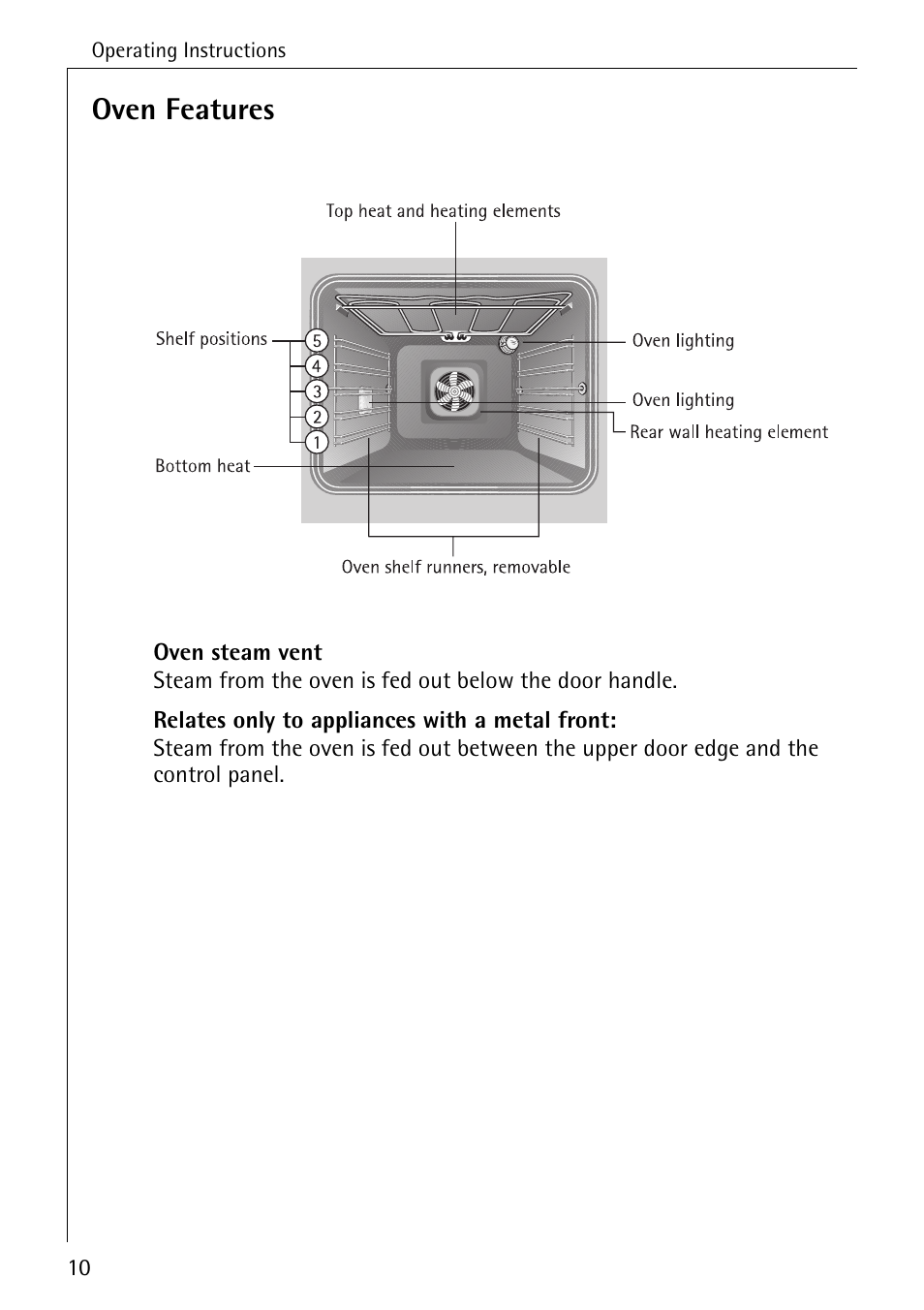 Oven features | Electrolux B6100-1 User Manual | Page 10 / 76