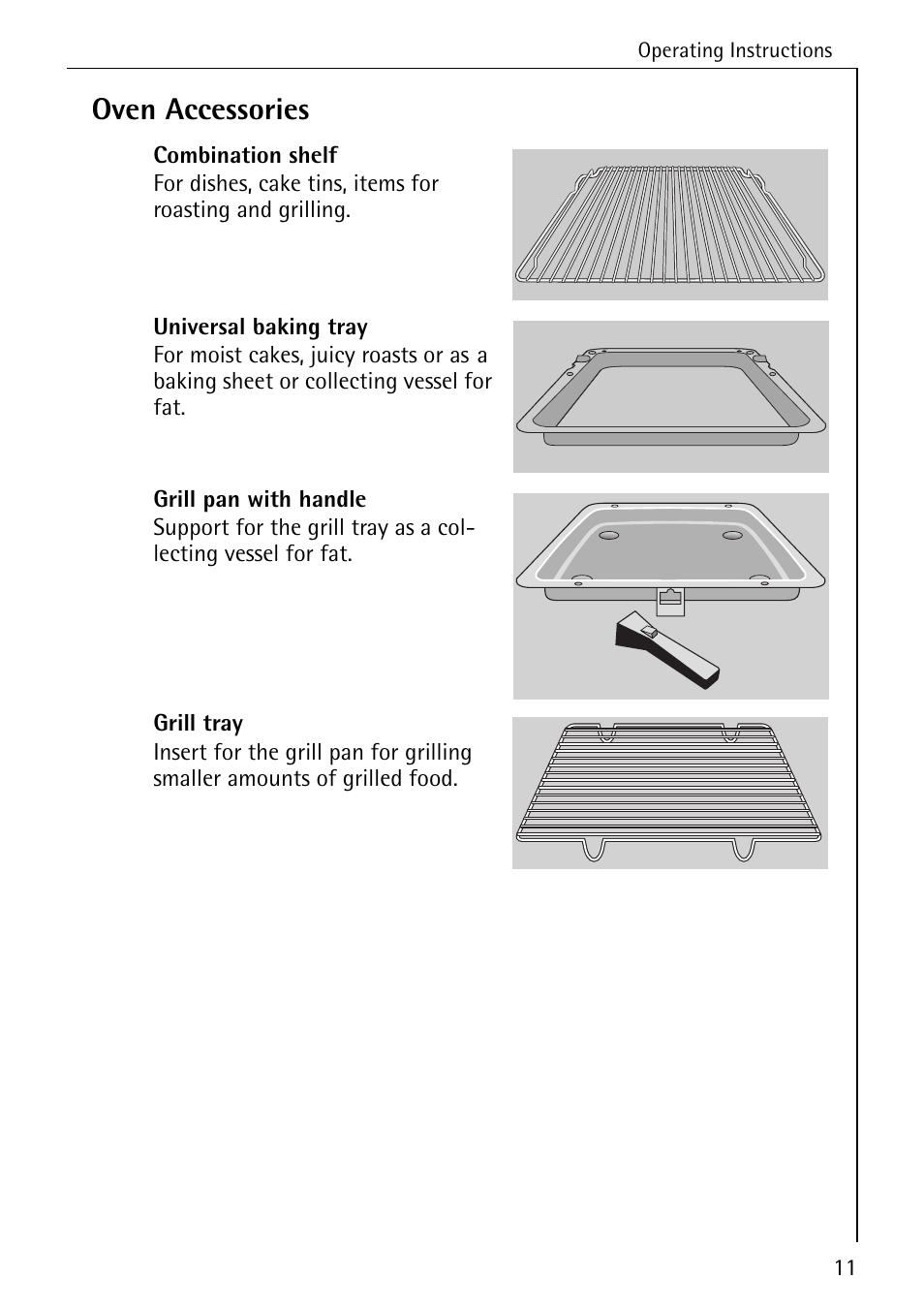 Oven accessories | Electrolux B6100-1 User Manual | Page 11 / 76