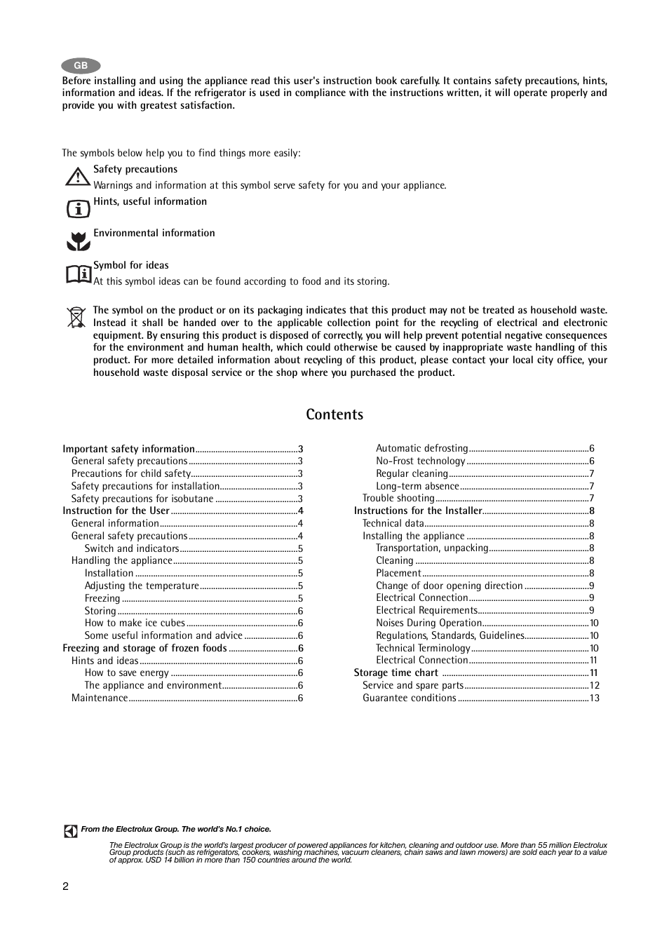 Electrolux A 75108 GA3 User Manual | Page 2 / 16