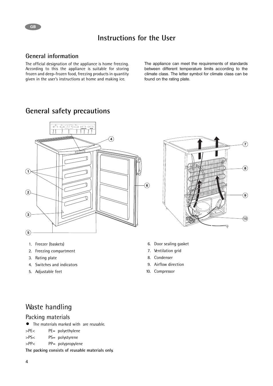 General information, Packing materials | Electrolux A 75108 GA3 User Manual | Page 4 / 16