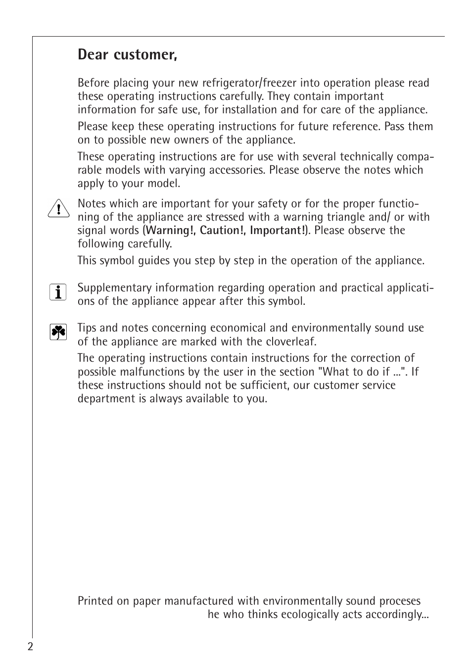 Dear customer | Electrolux 1254-6 iU User Manual | Page 2 / 32