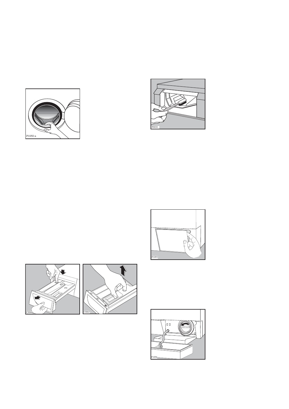 Maintenance, Door seal, Bodywork | Detergent dispenser drawer, Drain pump | Electrolux EWW 1292 User Manual | Page 26 / 30