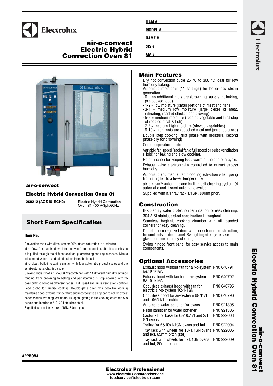 Electrolux Convection Oven 81 User Manual | 3 pages