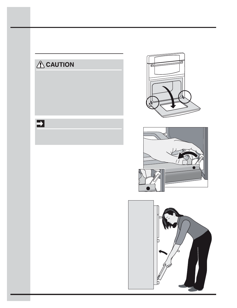 Lower oven care and cleaning, The oven door with luxury- hold™ hinges important | Electrolux WAVE-TOUCH 318205319 User Manual | Page 62 / 72