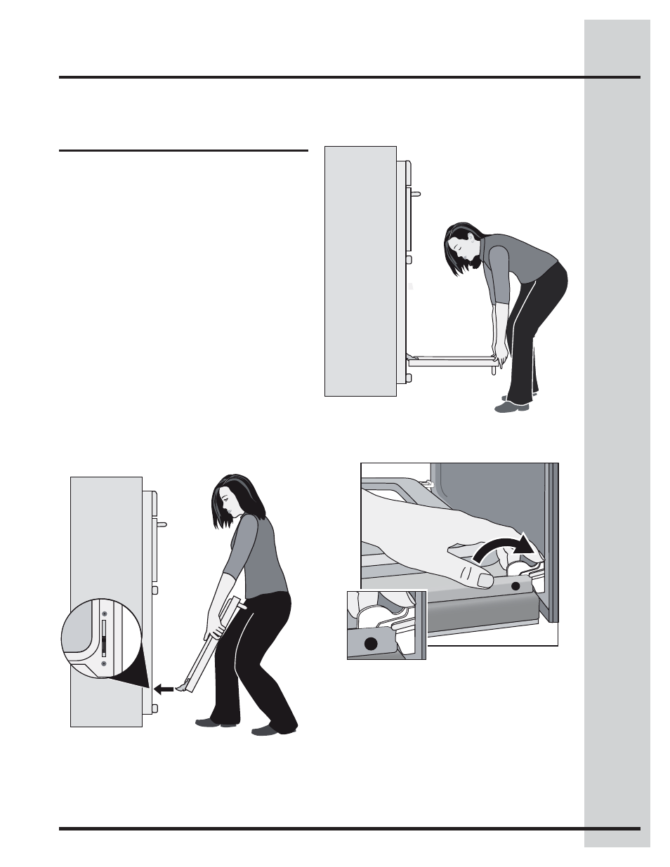 Lower oven care and cleaning, The oven door with luxury- hold™ hinges | Electrolux WAVE-TOUCH 318205319 User Manual | Page 63 / 72
