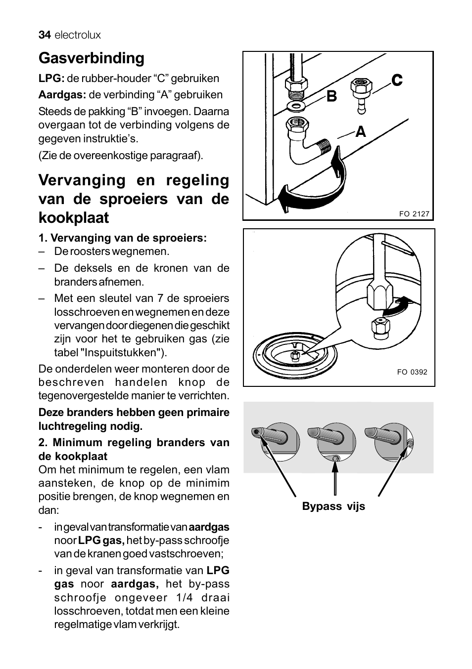 Gasverbinding | Electrolux EKG 60111 User Manual | Page 34 / 84