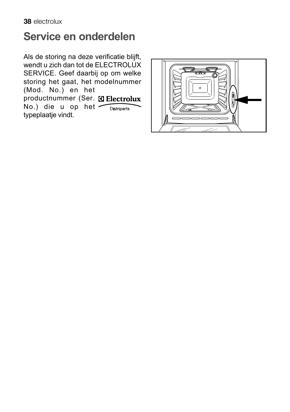 Service en onderdelen | Electrolux EKG 60111 User Manual | Page 38 / 84