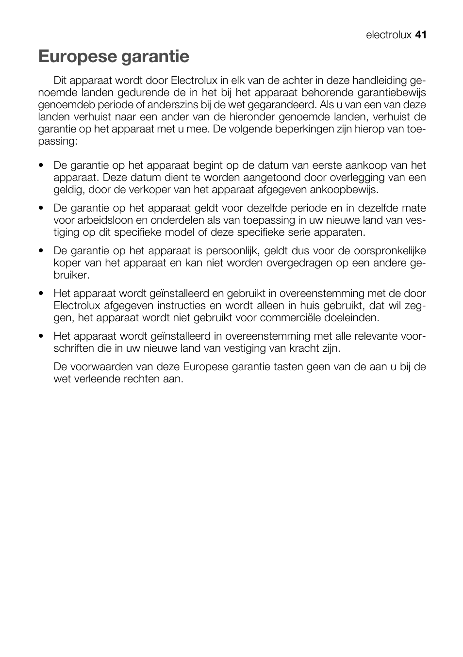 Europese garantie | Electrolux EKG 60111 User Manual | Page 41 / 84