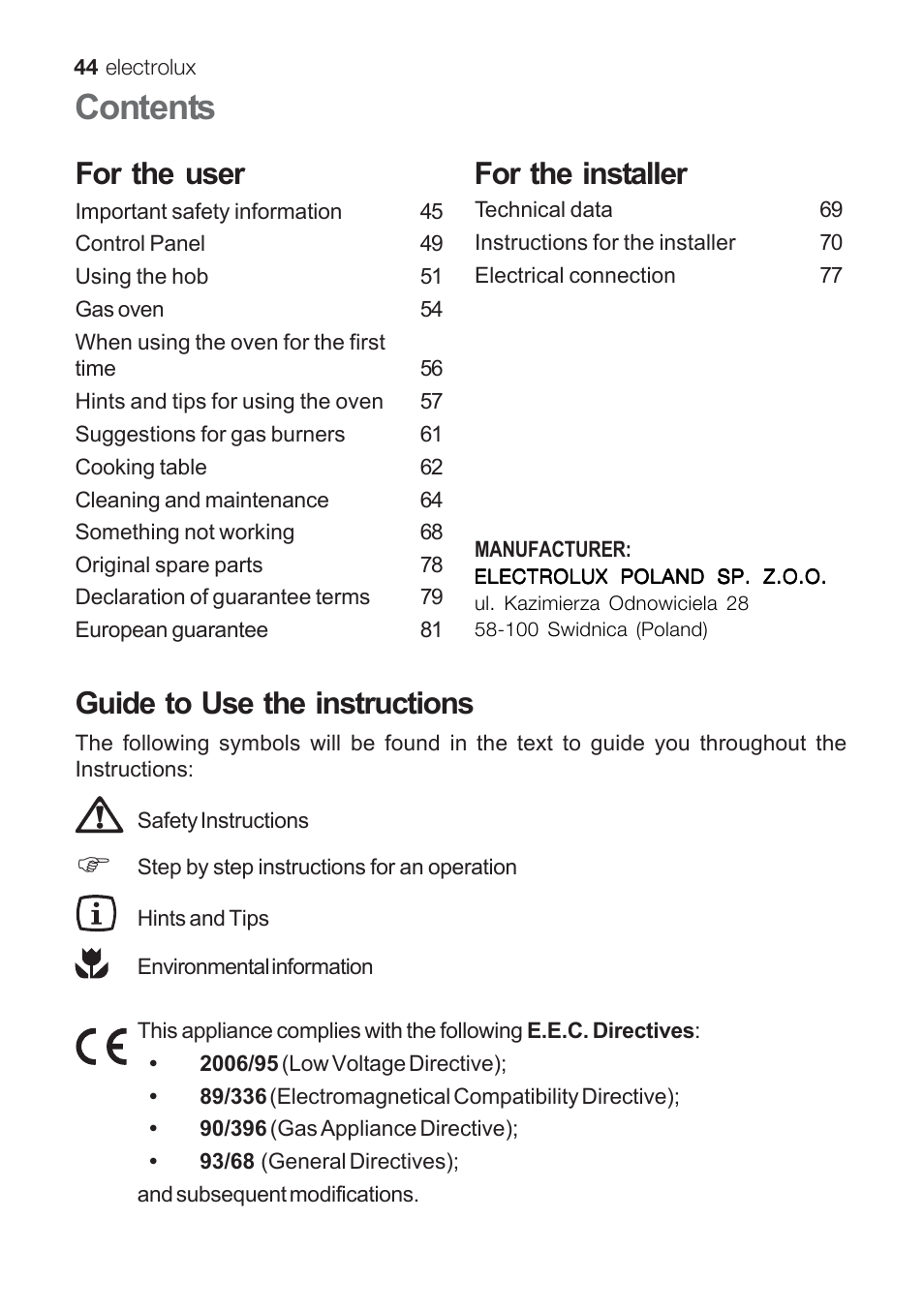 Electrolux EKG 60111 User Manual | Page 44 / 84