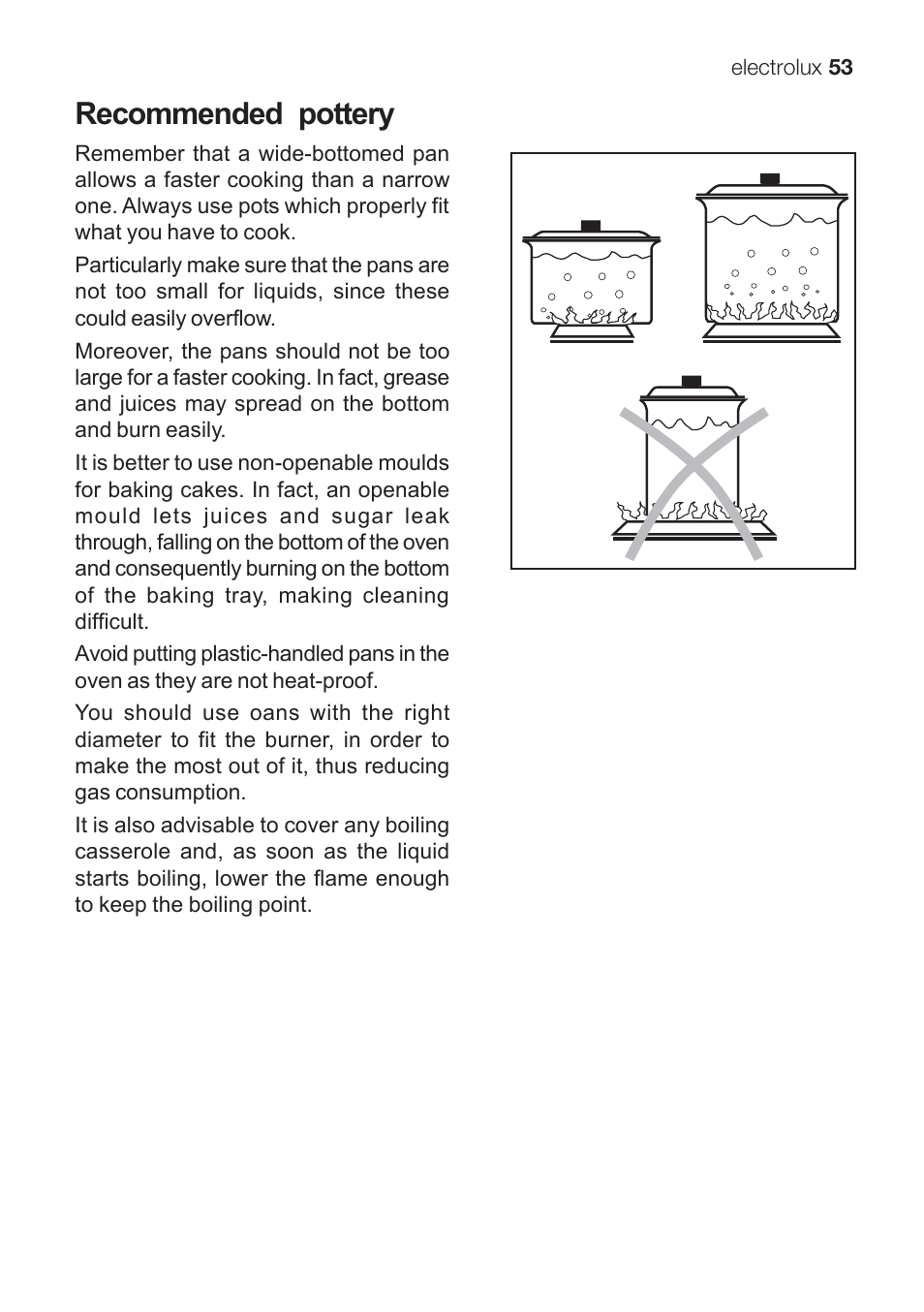 Recommended pottery | Electrolux EKG 60111 User Manual | Page 53 / 84