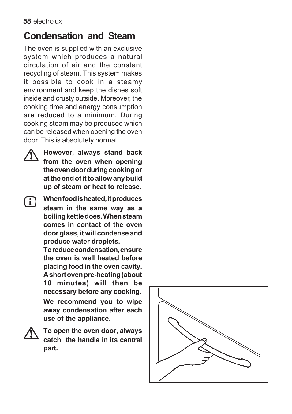 Condensation and steam | Electrolux EKG 60111 User Manual | Page 58 / 84