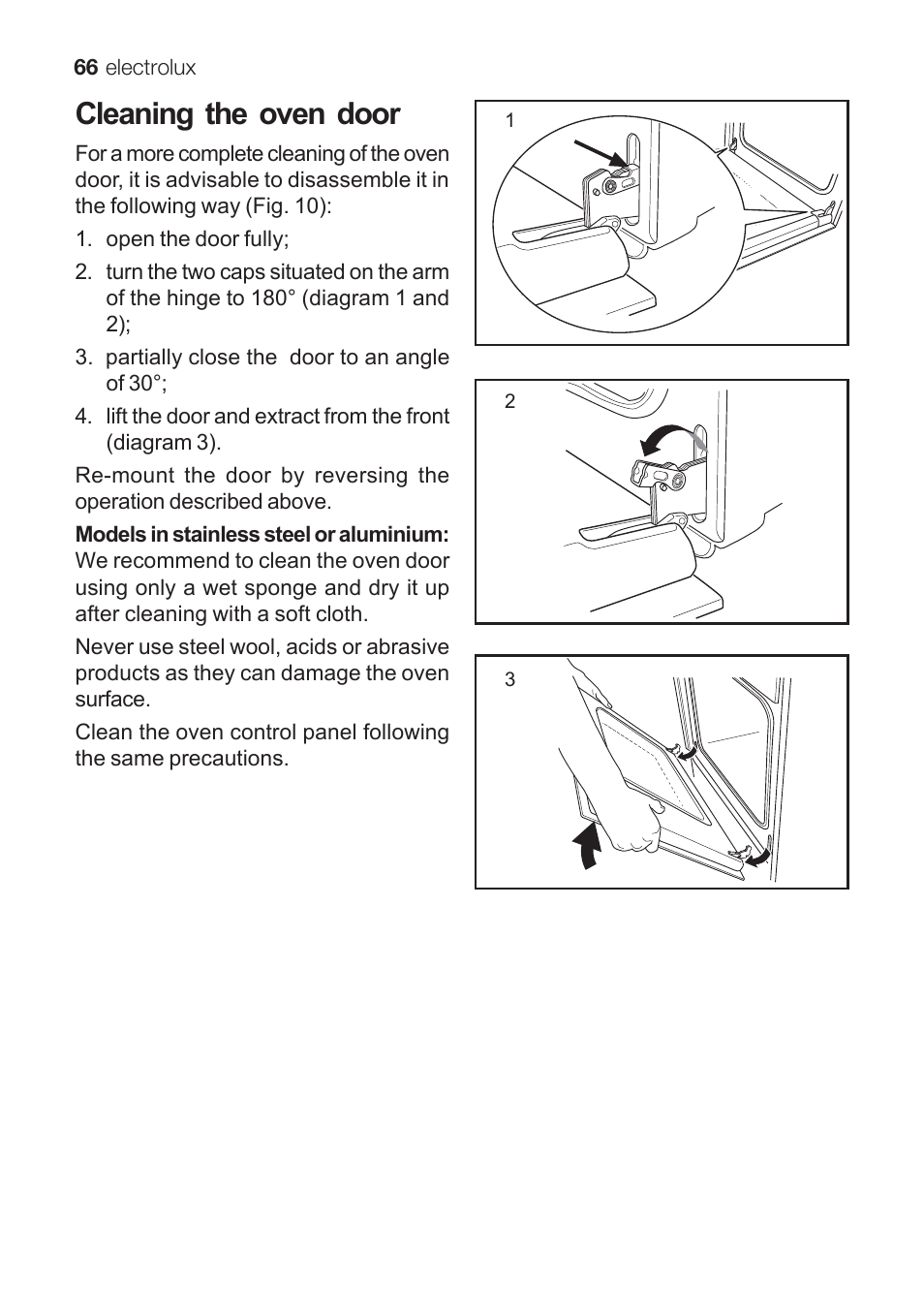 Cleaning the oven door | Electrolux EKG 60111 User Manual | Page 66 / 84