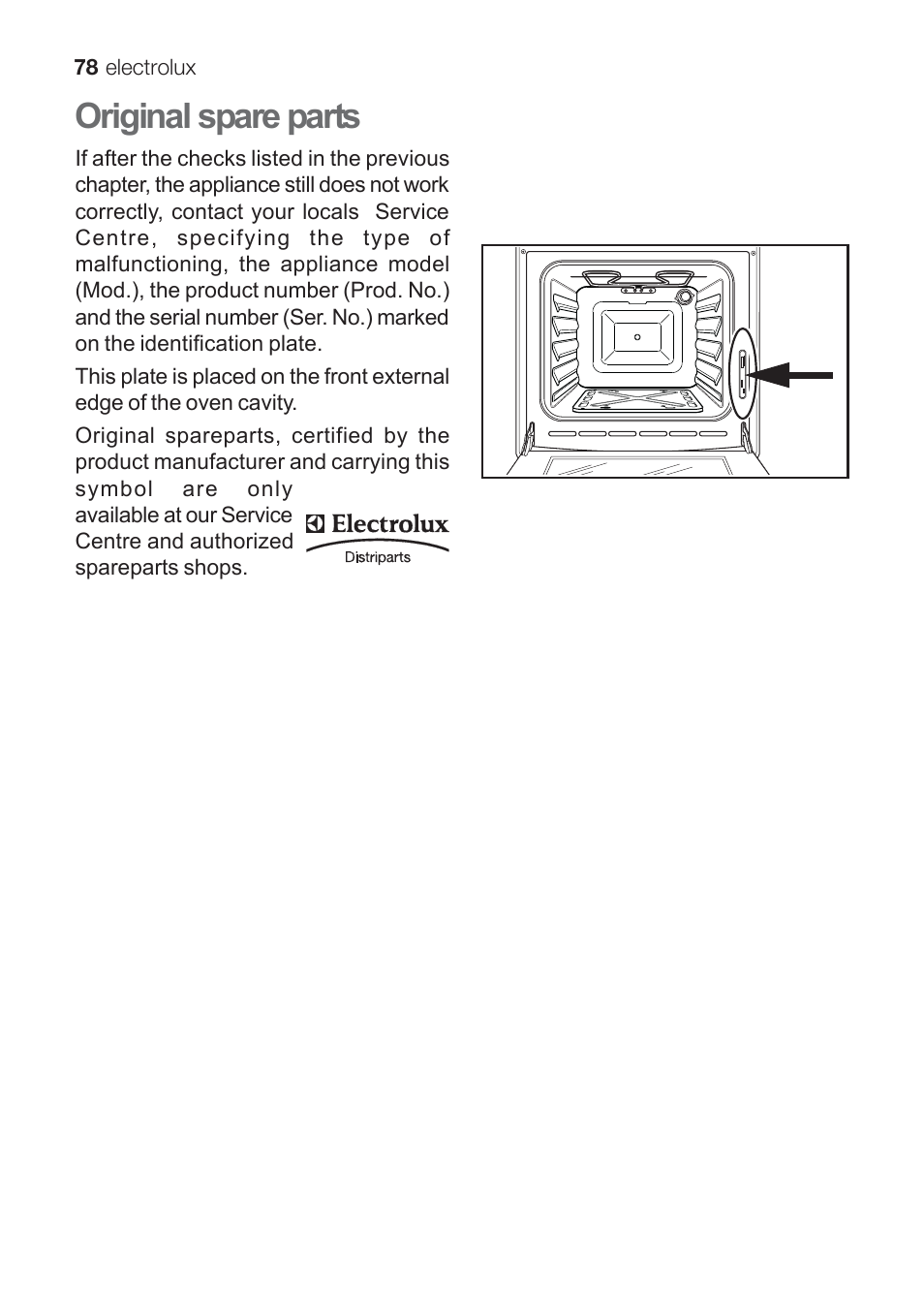 Original spare parts | Electrolux EKG 60111 User Manual | Page 78 / 84